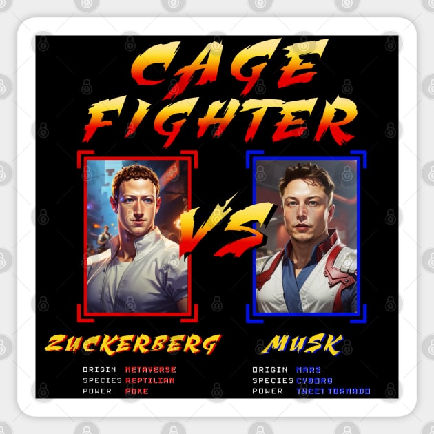 Musk Vs Zuckerberg Sticker by Buff Geeks Art